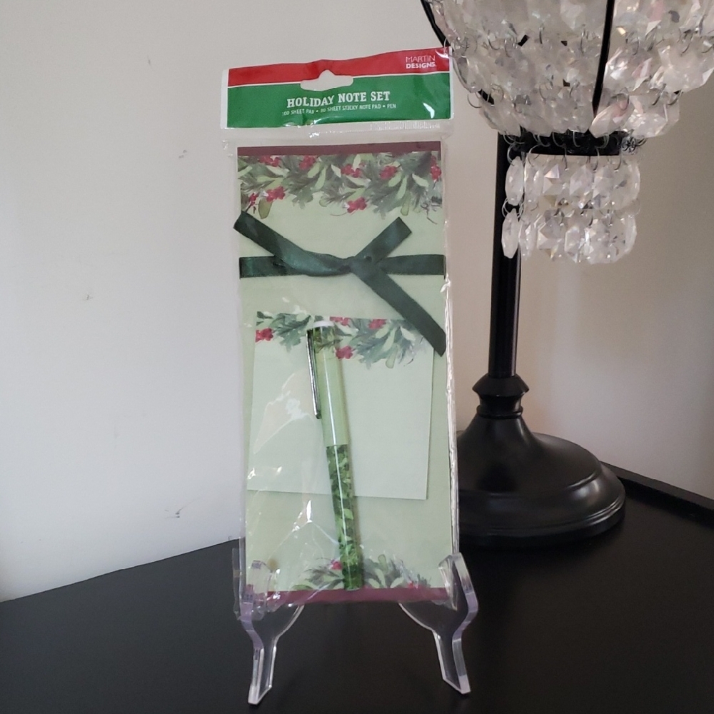 Green & Red Holiday Magnetic Notepad Set for Refrigerator w/ Matching Accent Pen